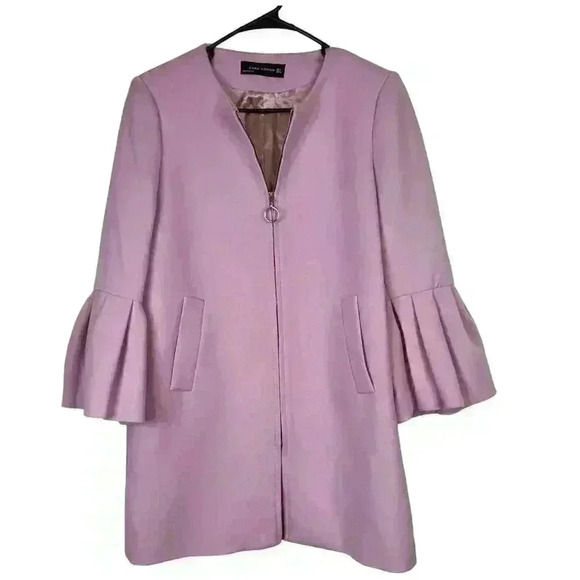 Zara Pink Bell Sleeve Zipper Jacket Size Small - Picture 10 of 10